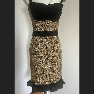 Too Fast Leopard Print Mini Dress with Black Accents